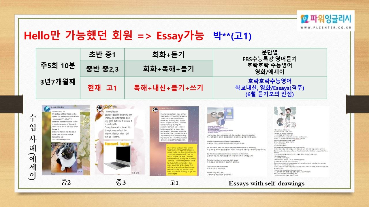 Hello만 가능했던 학생이 에세이까지 — 박**(고1) 수업 사례 자료
